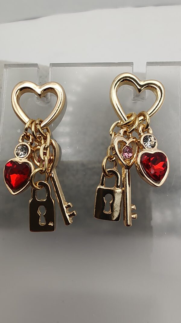 Heart Locket Bling Stud Dangle Earrings