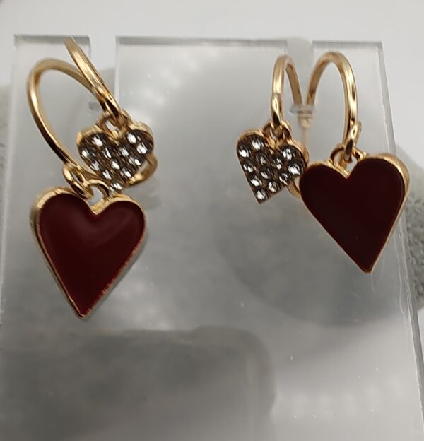 Red Enamel Heart Hoop Earrings