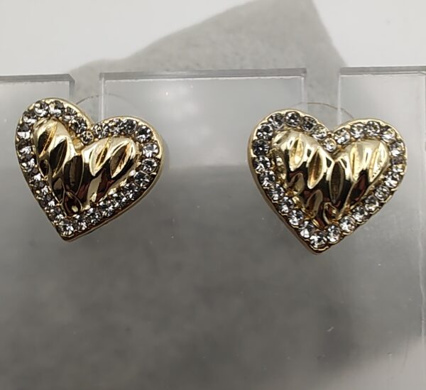 Ripple Heart Bling Stud Earrings