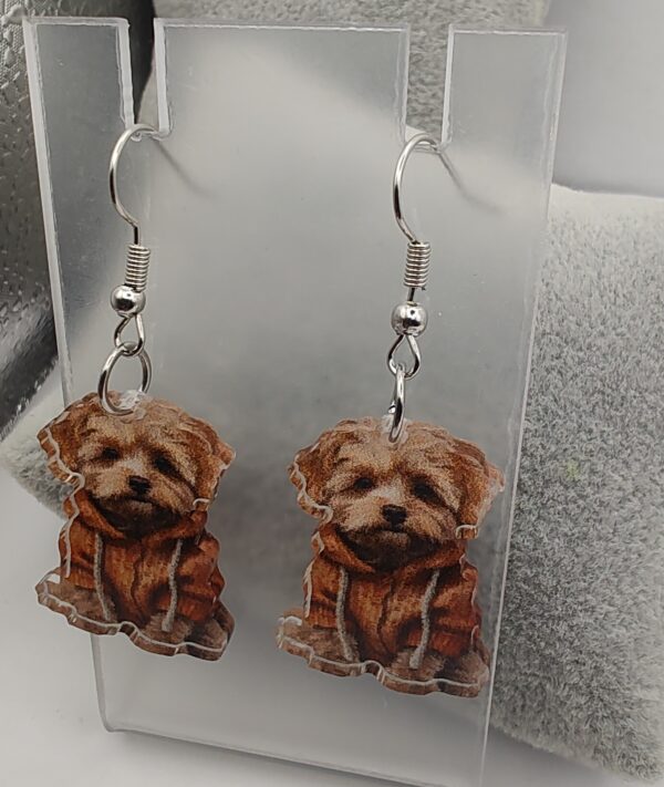 Terrier Casual Sweatshirt Acrylic Hook Earrings