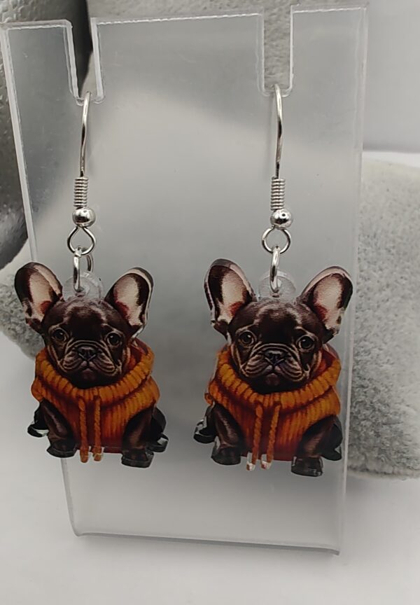 French Bulldog Sweater Acrylic Hook Earrings