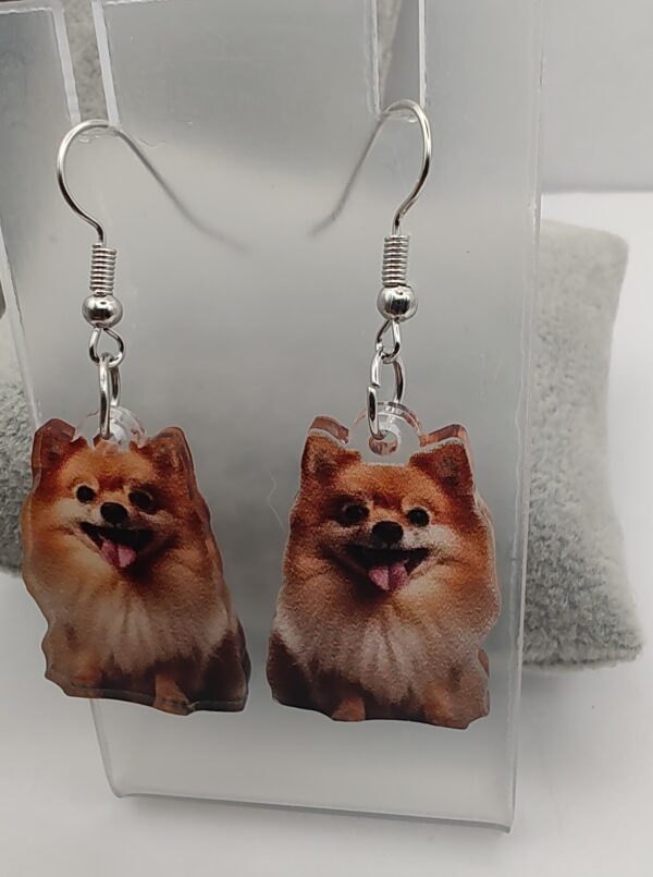 Pomeranian Happy Acrylic Hook Earrings