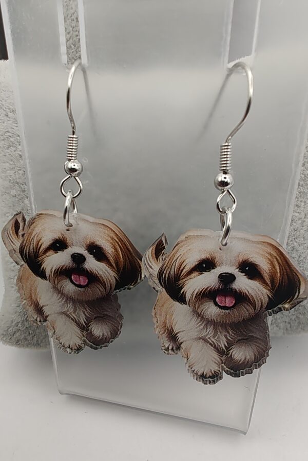 Shih Tzu Running Dog Acrylic Hook Earrings