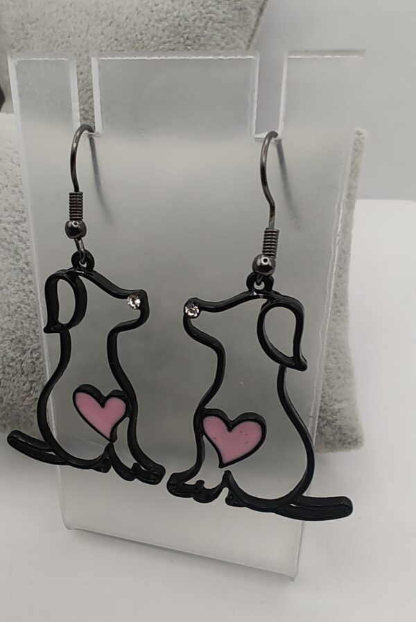 Dog Heart Metal Bling Hook Earrings