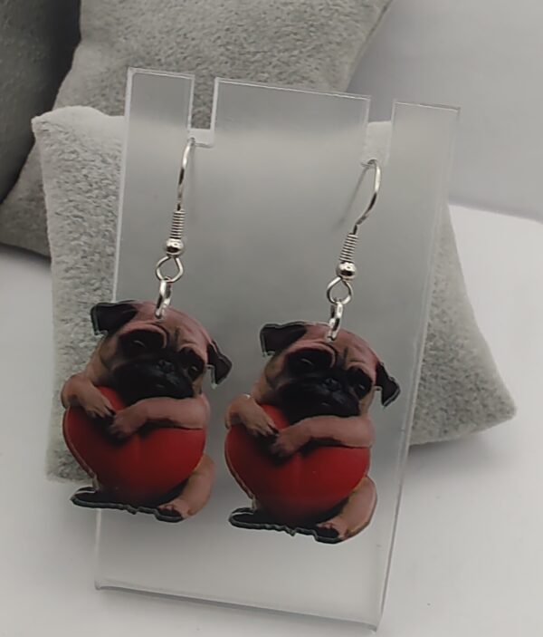 Pug Heart Acrylic Hook Earrings