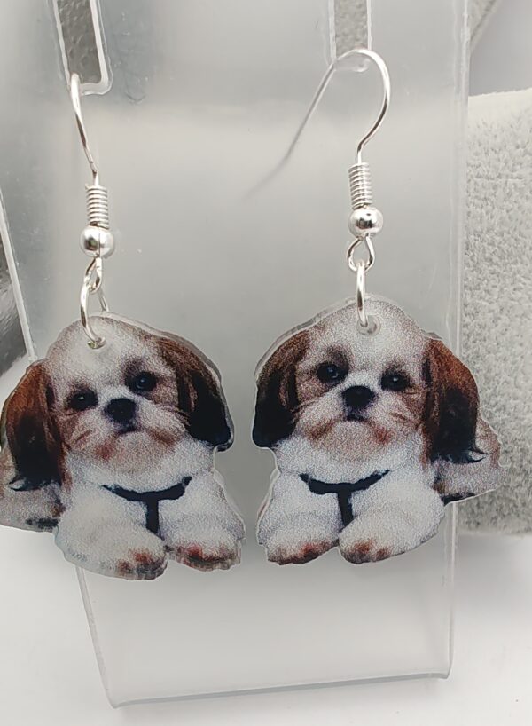 Shih Tzu Sitting Dog Acrylic Hook Earrings