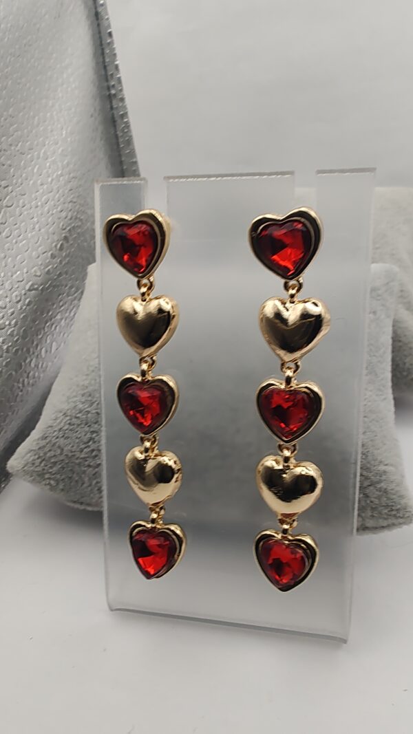 Red Heart Stud Drop Earrings