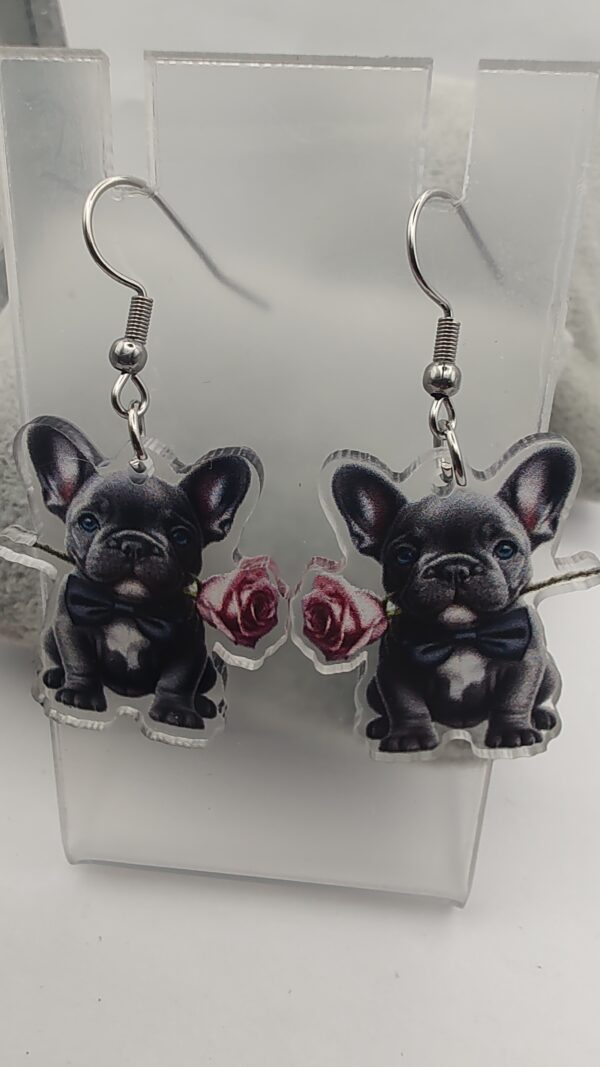 French Bulldog Tuxedo Acrylic Hook Earrings