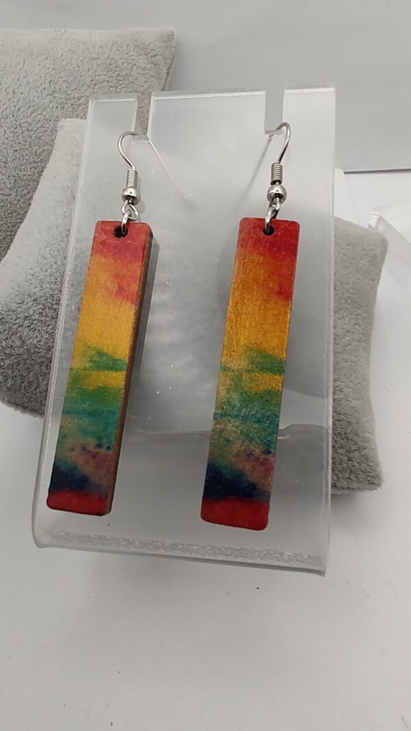 Rainbow Water Color Bar Hook Earrings