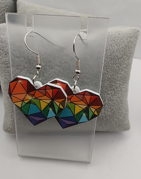 Rainbow Heart Geo Hook Earrings