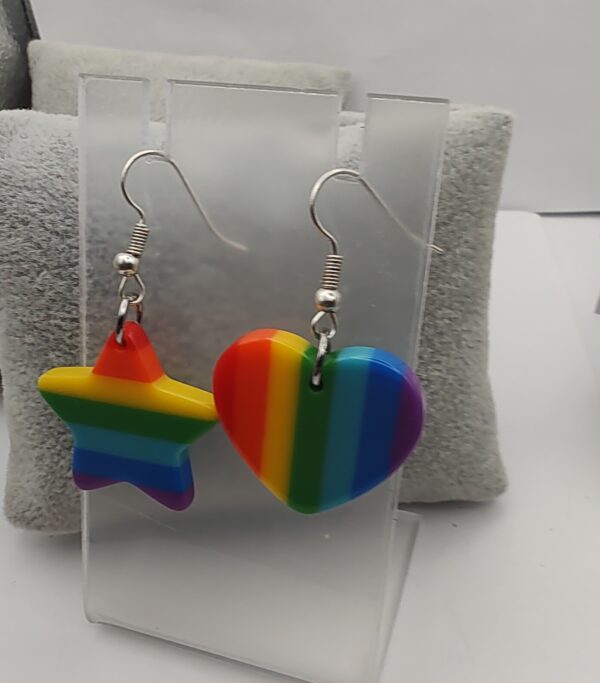 Rainbow Star Heart Stripe Hook Earrings