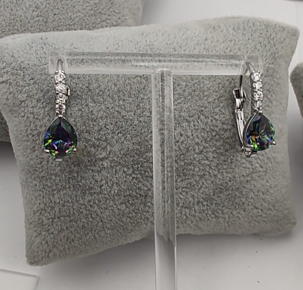 Mystic Teardrop Bling Lever Back Hoop Earrings