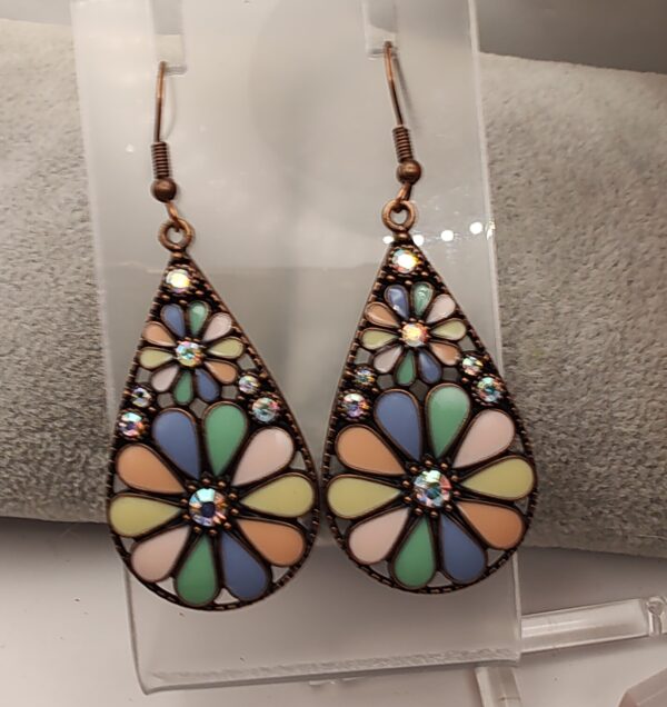 Daisy Metal Pastel AB Hook Earrings