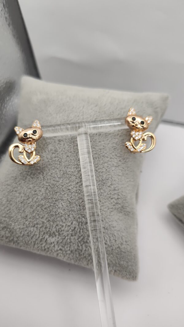 Fancy Cat Heart Bling Lever Back Earrings