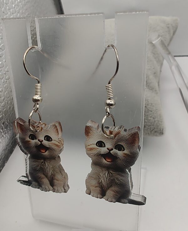 White Cat Acrylic Hook Earrings