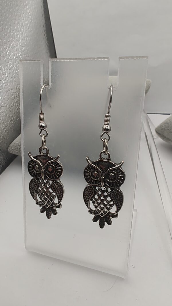 Metal Dangle Owl Hook Earrings