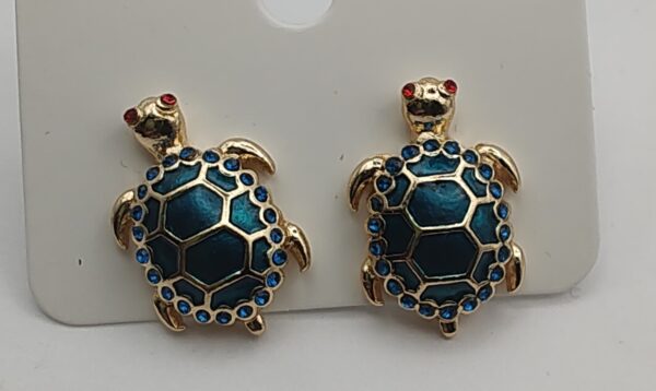 Sea Turtle Metallic Bling Stud Earrings