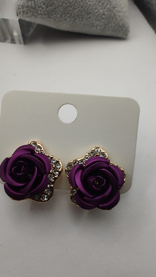 Rose Bud Bling Stud Earrings