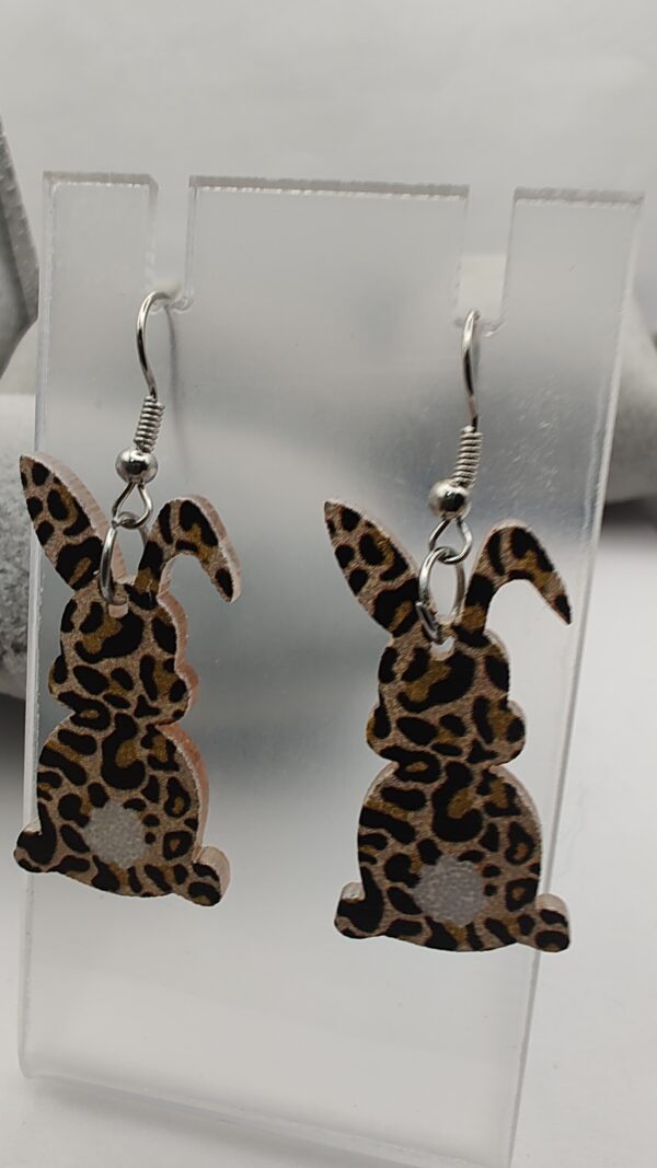 Leopard Print Acrylic Bunny Hook Earrings