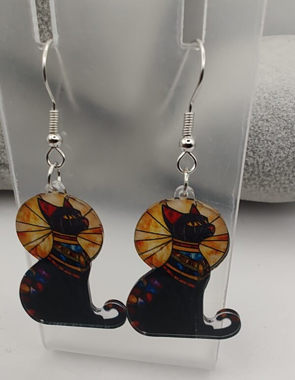 Art Deco Cat Acrylic Hook Earrings