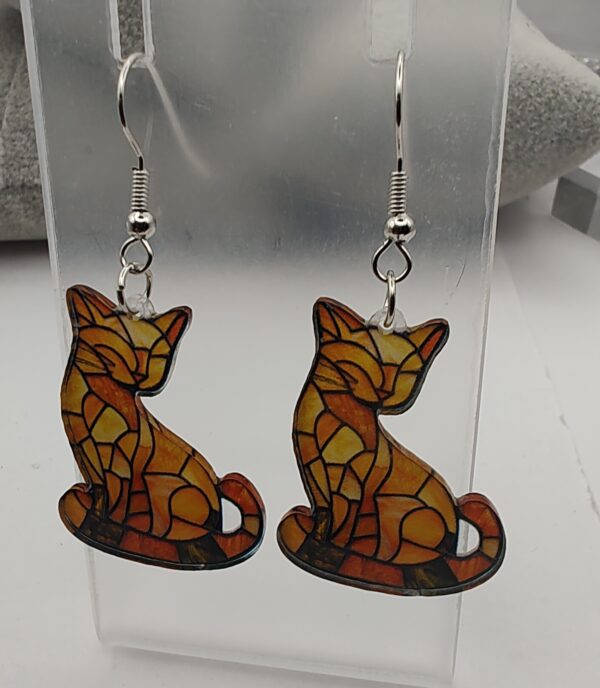 Art Deco Cat Acrylic Hook Earrings