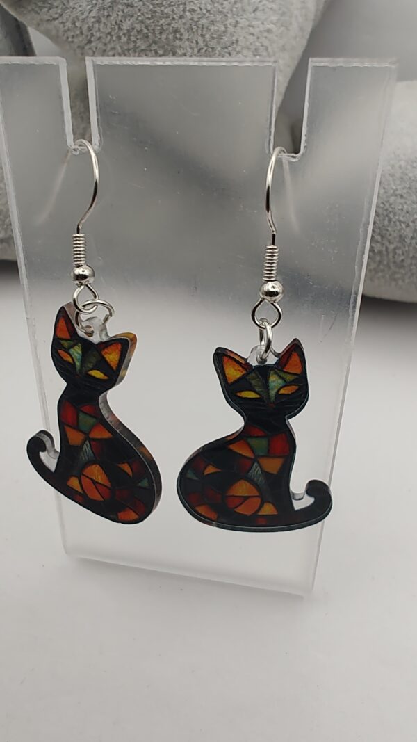 Art Deco Cat Acrylic Hook Earrings