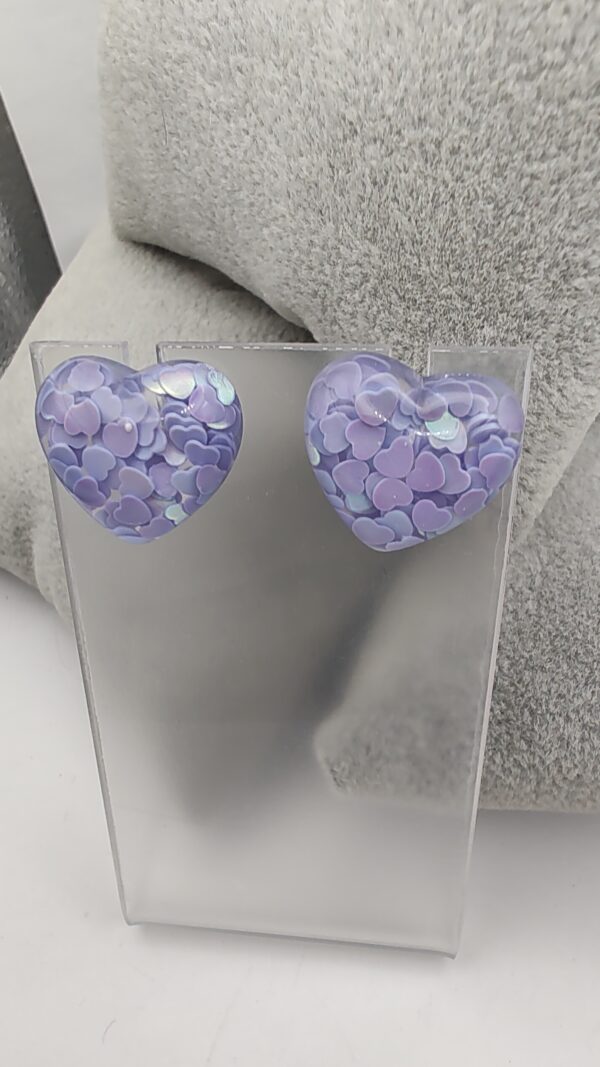 Lavender Heart Resin Stud Earrings