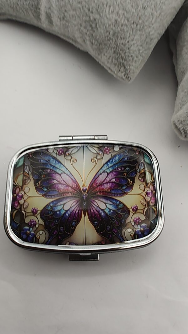 Boutique Butterfly Metal Purse Mirror Pill Box