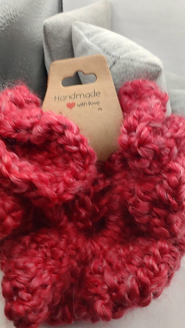 Art of the Hook & Needle Handmade Crochet Scrunchie Red Homespun