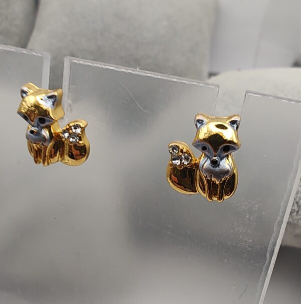 Mixed Metal Fox Bling Stud Earrings