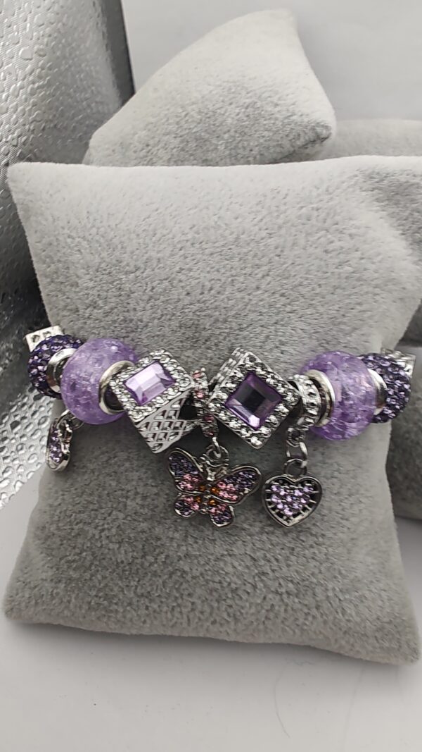 Lavender Butterfly Bling Charm Bracelet