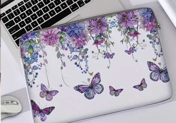 Butterfly Printed Notebook Laptop Zippered Pouch