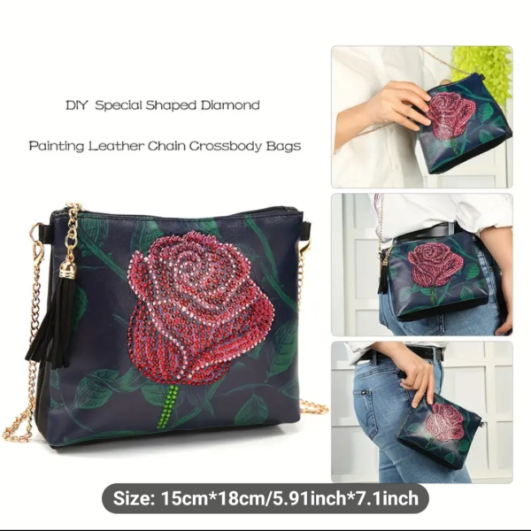 5D DIY Diamond Painting Rose Crossbody Bag Kit