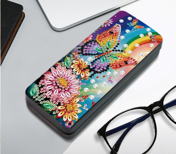 5D DIY Diamond Painting Eyeglass Hard Case Kit Rainbow Butterfly